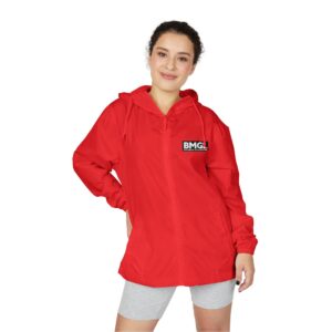 Windbreaker Jacket — Minimal 'BMGL' Chest Logo White Hooded Windbreaker